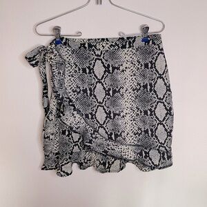Nasty Gal Monochrome Snake Print Wrap Mini Skirt